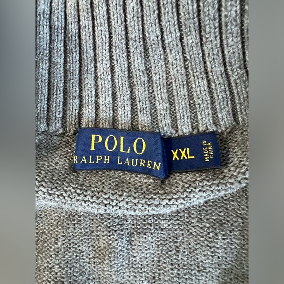 Polo Ralph Lauren Pullover Sweater Mens XXL Dark Gray w/Green Pony 1/4 Zip - Picture 6 of 10